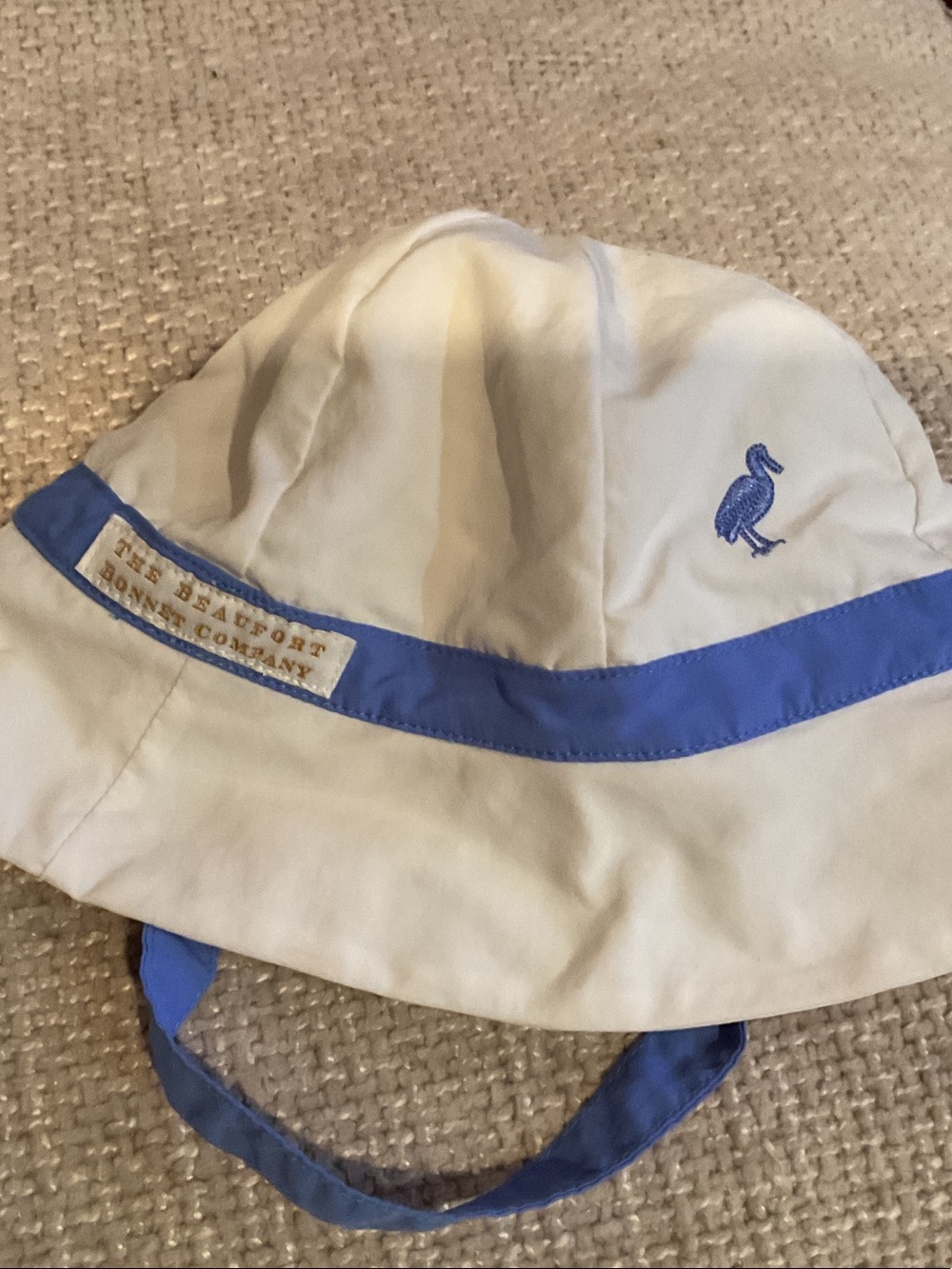 The Beaufort Bonnet Company White and Blue Kids Sun Hat